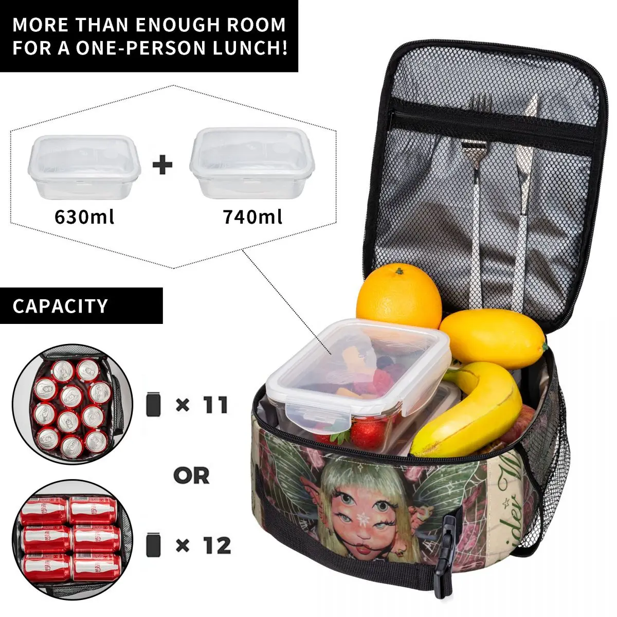 Custom Melanies Martinez Portals Thermal Insulated Lunch Bag for Office Portable Bento Box Thermal Cooler Lunch Boxes 4