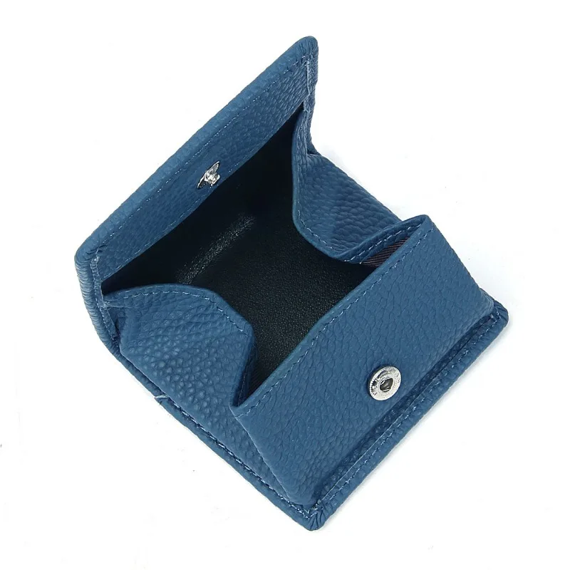 New top, cowhide short mini purse, buckle coin bag, storage leather coin purse