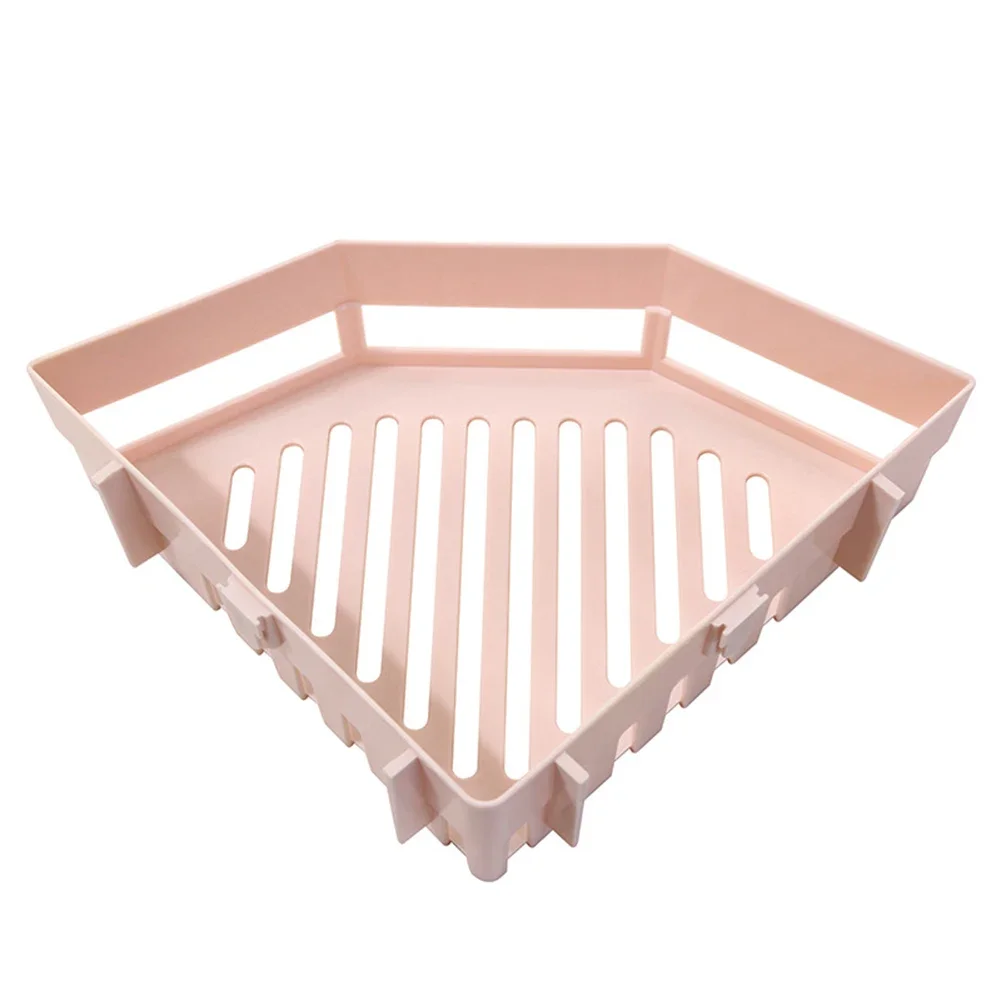 Plastic Triangle Bathroom Shelf Organizer Shampoo Gel Storage Basket Bathroom Corner Shower Rack Holder White Gray Pink 6