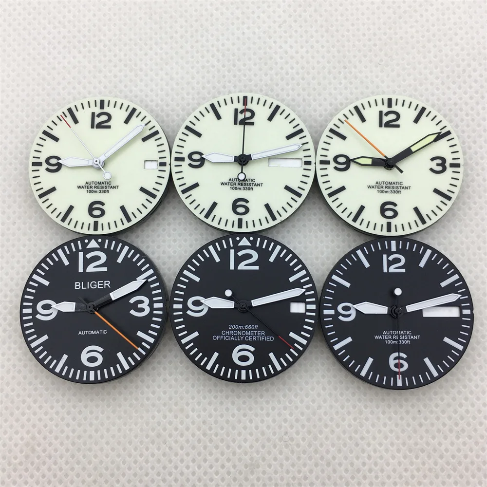 29mm Black and White Full Luminous Dial with Green Luminescence