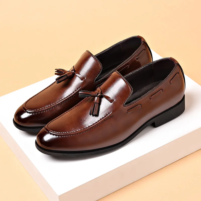 Zapatos De Vestir Sin Cordones Para Hombre – Cuero Cómodo, Suela Antideslizante Y Estilo Moderno