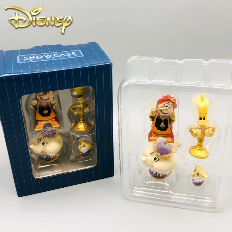 Disney Beauty And The Beast Action Figures Cogsworth Mr Clock Lumiere Candle Lamp Statue Figure Home Decoration Model Toys