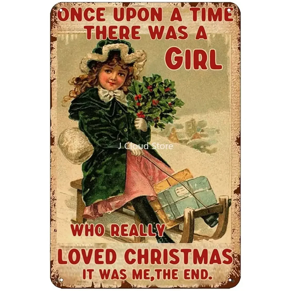 

Girls Christmas Metal Tin Logo Vintage Art Pictorial Room Wall Bathroom Club Living Room Wall Decoration Vintage