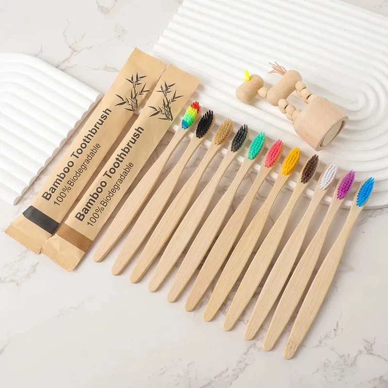 Eco-Friendly Bamboo Toothbrush Set - Natural Dental Care Solution, 5-30 Pack