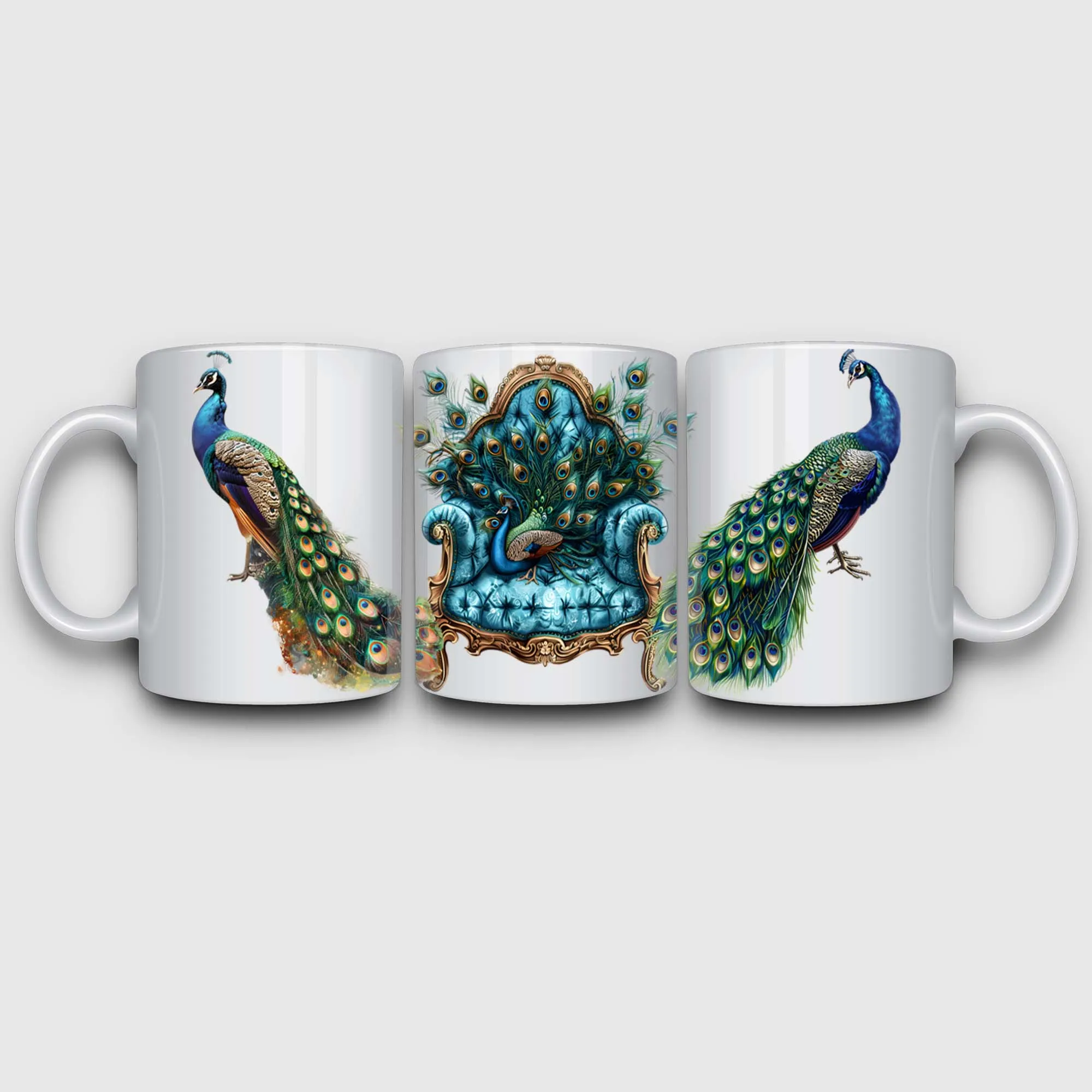5 sheets Peacock UV DTF Cup Holder 16 oz, Beautiful Peacock DTF Cup Holder Transfer Glass, Water Bottle Waterproof Sticker