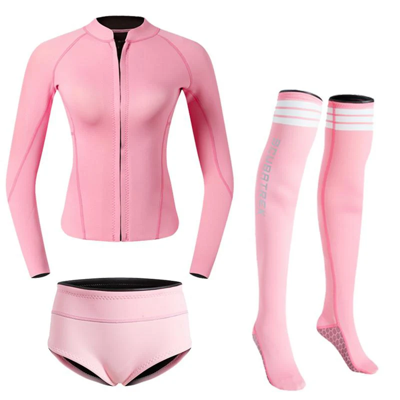 Maiô de neoprene feminino, Wetsuits 1 peça, alta superfície, wetsuits para natação, mergulho, surf, roupa de mergulho grátis, 2mm