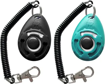 Pet Training Clicker with Wrist Strap - Dog Training Clickers (New Black + Blue) 1