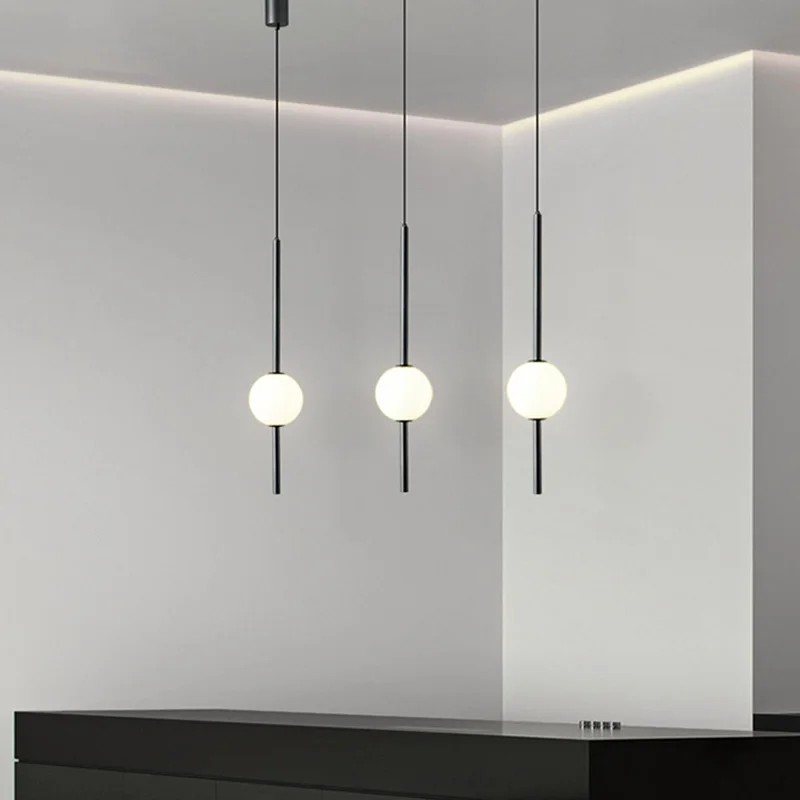 Modern Glass Pendant Lamps for Bedroom Led Chandelier Home Decor Bedside Hanging Suspension Lustre Minimalism Dining Room Lights