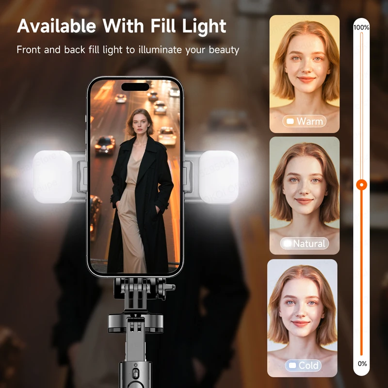 TOKQI L16-TT Pop-up Selfie Stick Tripod Stand For Mobile Phone 360° Rotation Shooting Vlog Extendable, Optional Fill_voghion.com