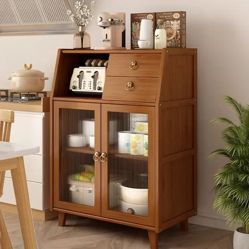 *zKitchen Large Bar Decorated Sideboard Transparent et Brown Locker Room Cabinet Drawers Display Cajonera Bedroom Furniture