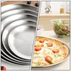 Pizza Plate Metal Baking Pans Dishes for Oven Round Tray Food Storage Stainless Steel Serving Home 5