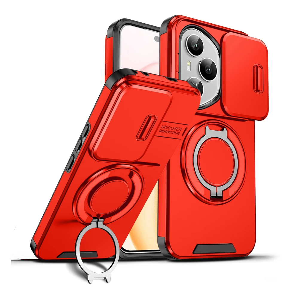360° Ring Stand Phone Case with Slide Camera Protection and Magnetic Shockproof Cover by KEYSION