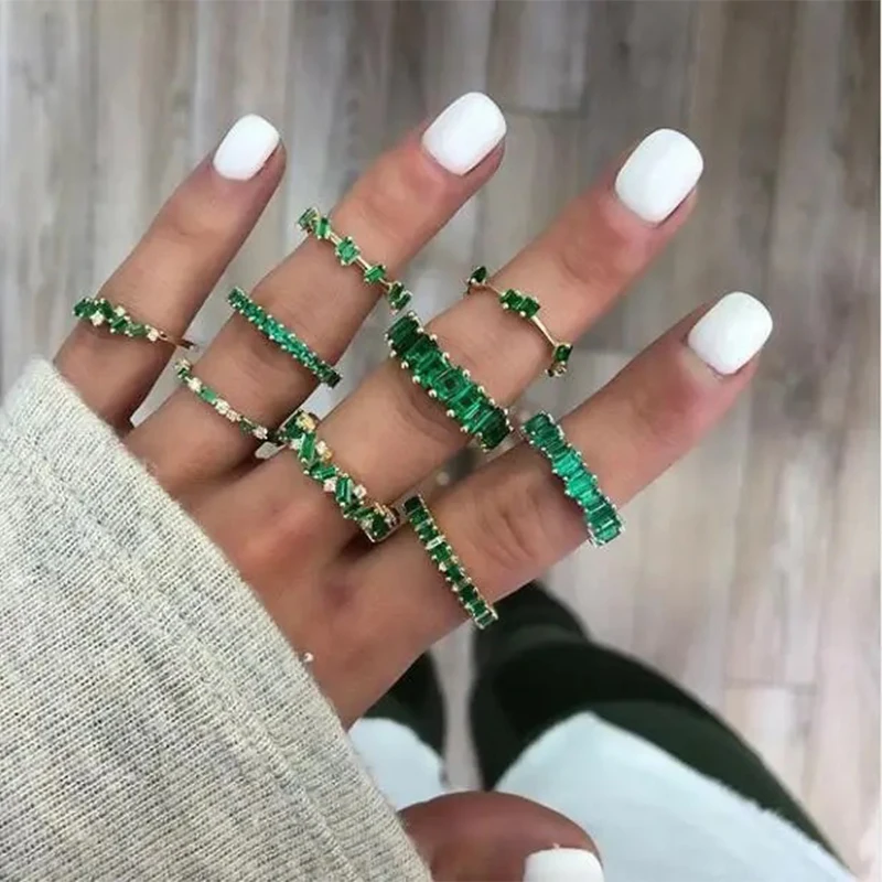 Zirconia Rings for Women Geometry Crystal Ring Party Female Jewelry