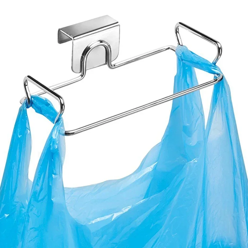 Kitchen Trash Rack Cabinet Door Garbage Bags Holder Stainless Steel Closet Garbage Storage Holder trash rack holder garbage rack