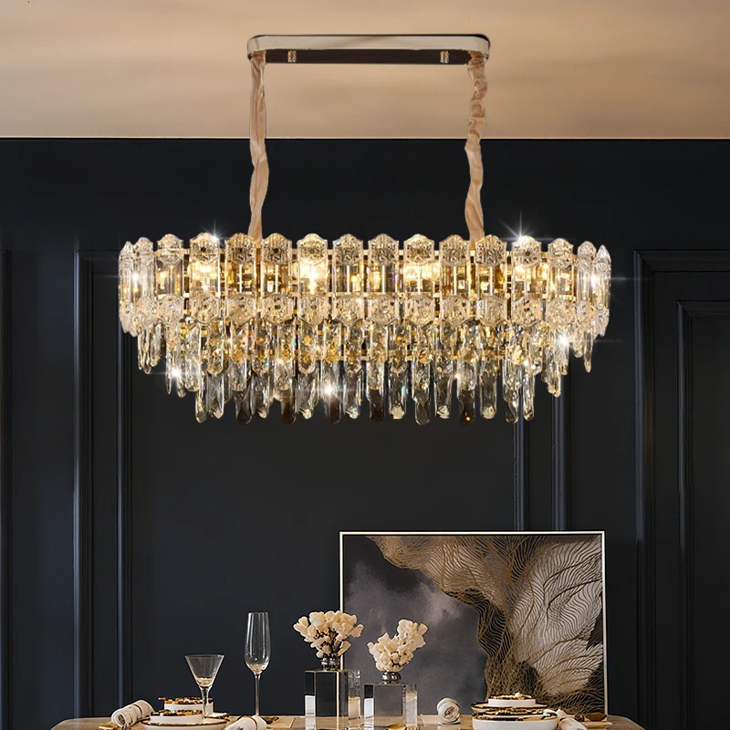Modern Living Room High Ceiling Chandelier Crystal LED Chandelier Designer Nordic Dining Room Lamp Lighting 4
