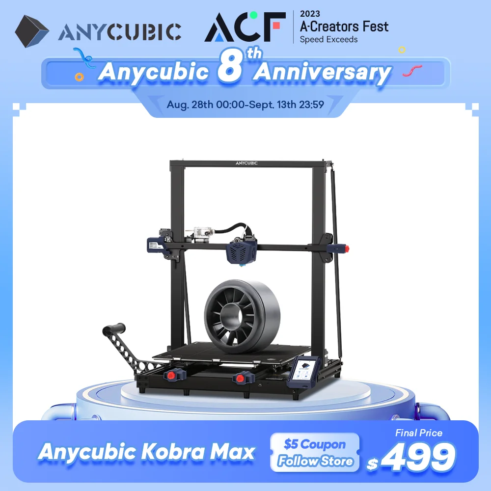 ANYCUBIC KOBRA MAX 3D 프린터, 대형 인쇄 크기 FDM 3D 프린터, 이중 Z축 자동 레벨링 직접 압출기, 400*400*450mm