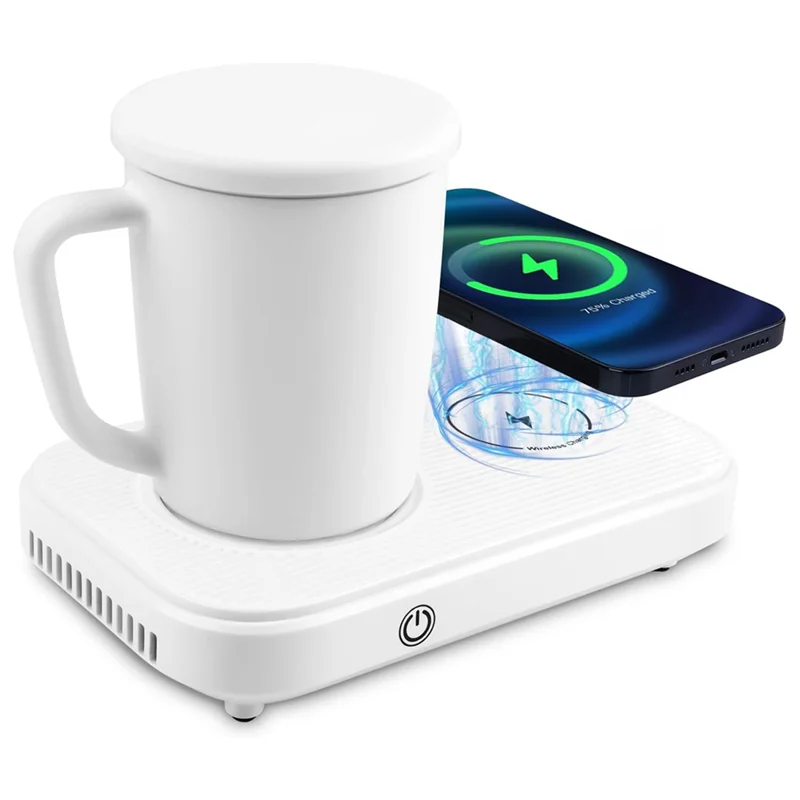 3 In1 Smart Self Heated Refrigeration Coffee Mug Wireless Charger Base Thermostatic Coaster For Office Desk/Homea52q