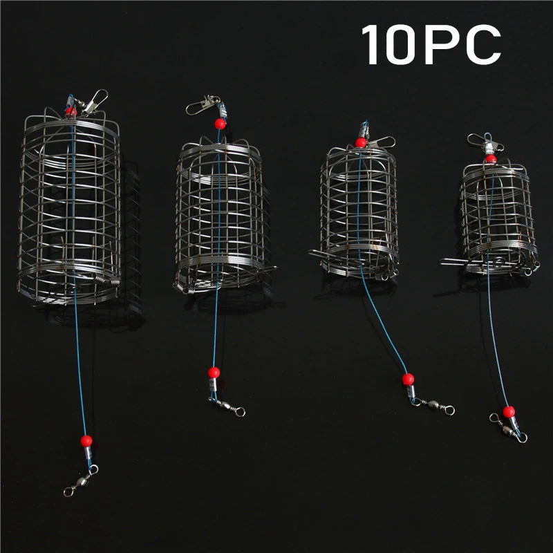 10PC Angeln Feeder Edelstahl Köder Werfer Korb Feeder Halter Angeln Locken Käfig Angeln Zubehör Angelgerät