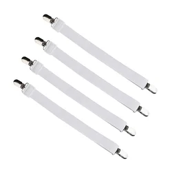 Adjustable Elastic Bed Sheet Fastener Clips - 4-Pack (White)