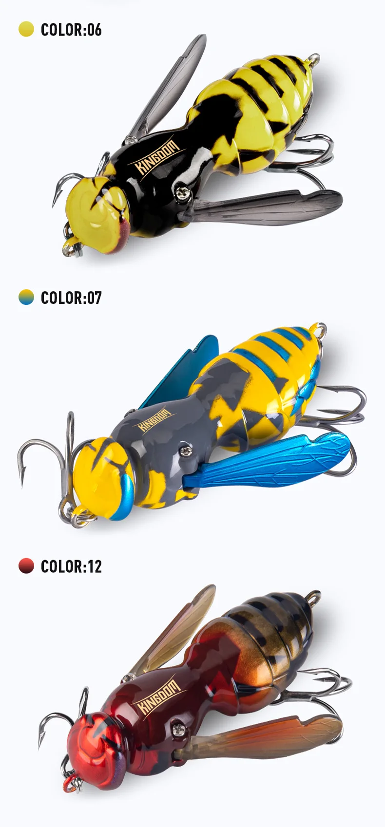 Kingdom Wasp Angelköder, 4,2 g, 6,6 g, 40 mm, 48 mm, bionisches Insekt, schwimmender Angelköder, harte künstliche Köder, Barsch, Karpfen, Hechtangeln – Detail 9