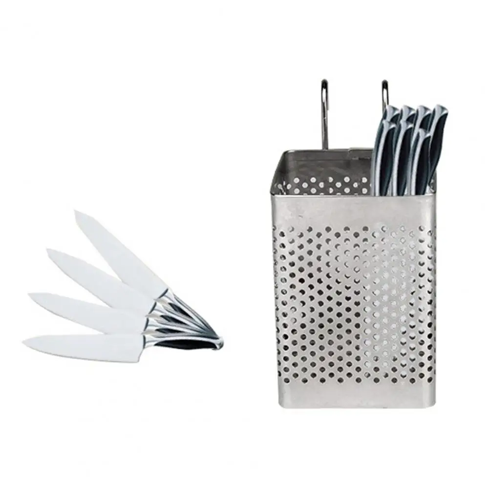 Tableware Drainer Chopsticks Holder with Hanging Hooks Space-Saving Stainless Steel for Kitchen