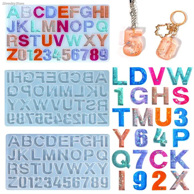 

1pc Alphabet Letter Number Silicone Mold DIY Alphabet Mold Crystal Epoxy Resin Transparent Mold Pendant Keychain Mold