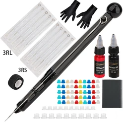 Hand Poke Tattoo Kit with Needle Holder, Ink, and Accessories (2pcs15ml black)
