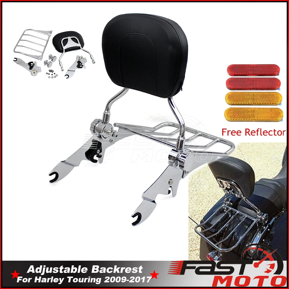 

Motorcycle Adjustable Passenger Backrest Sissy Bar Detachable Luggage Rack For Harley Touring CVO Road King FLHR FLHX FLHT FLTR