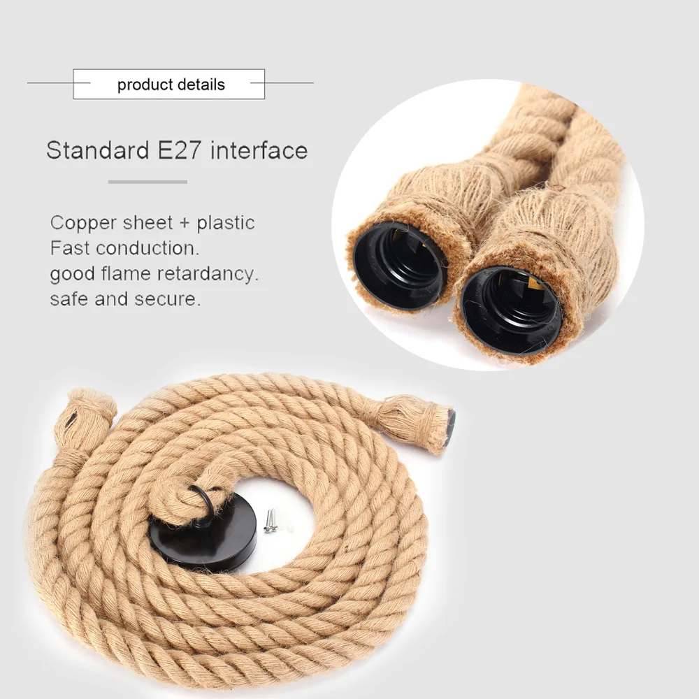 Vintage Pendant Lights Retro Vintage Hemp Rope Pendant Light American Industrial Hanging Lamps Creative Loft Country Style Ceiling Lamps E27 Edison LED