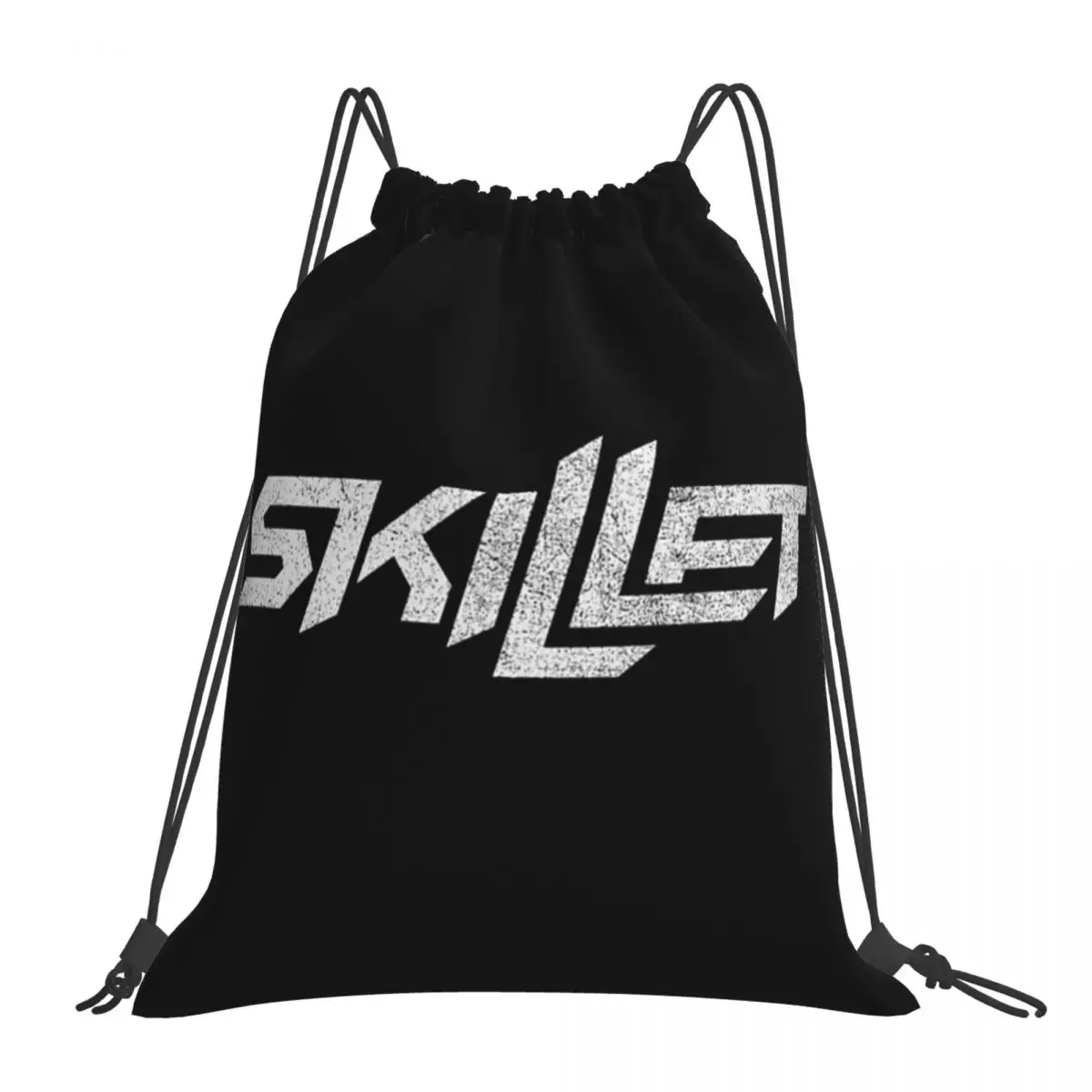 

Skillet Logo Backpacks Casual Portable Drawstring Bags Drawstring Bundle Pocket Sports Bag BookBag For Man Woman Students