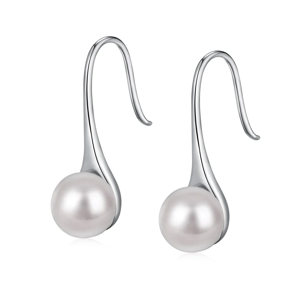 

TEQUILA Spoon White Pearl Earrings Sterling Silver Irregular Spoon Simple Design Elegant Compact High-end Ear Hook Earrings