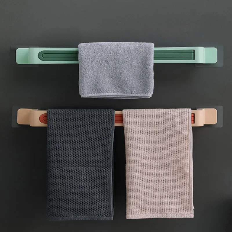 Self-adhesive Towel Holder Rack Wall Mounted Towel Hanger Bathroom Organizer Bar Shelf Bathroom Hook Kitchen Wipes Hanging
