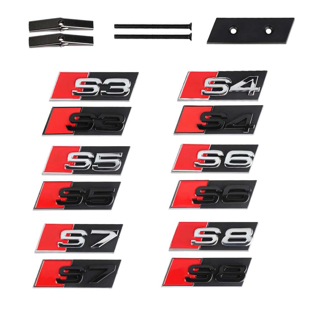 3D ABS S3 S4 S5 S6 S7 S8 레터 자동차 전면 그릴 엠블럼 배지 장식 스티커 (아우디 A1 A3 A4 B8 A5 A6 Q3 악세사리 밸브용)