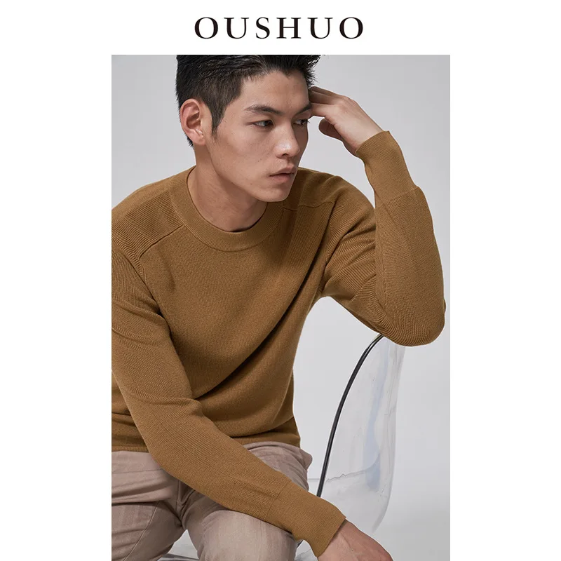 

Autumn Casual Men's Pure Wool Sweater Pullover Round Neck Knitted Loose Multi-color Versatile Fashion Bottoming Shirt