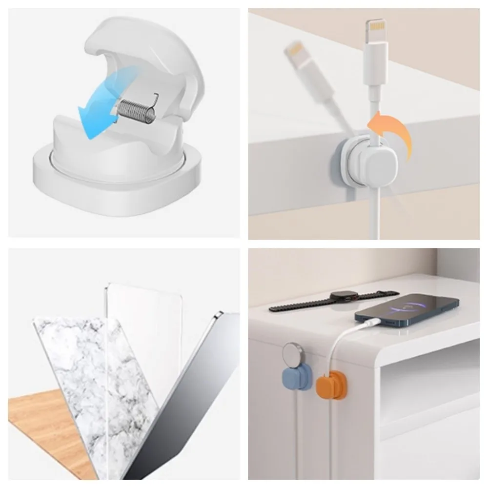 6개 접착식 데스크탑 케이블 정리대 회전식 벽걸이형 책상 아래 와이어 홀더 조절 가능 미끄럼 방지 코드 케이블 정리대