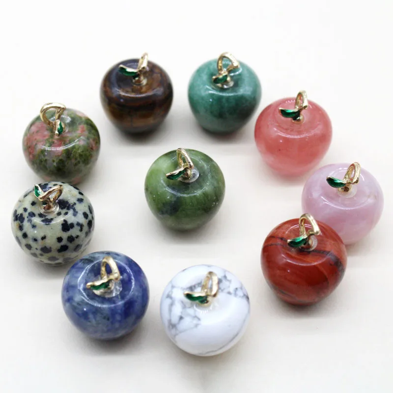 

10 шт. Подвеска из натурального камня, кварцевые кристаллы, Агаты, Howlite, тигровый глаз, ручная резка, подвеска в виде яблока для рукоделия, Аксессуары для ожерелья