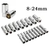 1PC 3/8inch Deep Socket Adapter Medium Fly Hex Long Socket Wrench Heads Chromium-vanadium Steel Ratchet Wrench Adapter 8-24mm 1