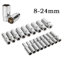 1PC 3/8inch Deep Socket Adapter Medium Fly Hex Long Socket Wrench Heads Chromium-vanadium Steel Ratchet Wrench Adapter 8-24mm 1