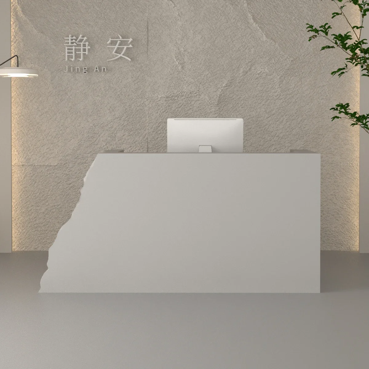 Special-shaped Customization Pink Gold Small Led Marble White Hotel Reception Desk Counter Bancone Reception Desks