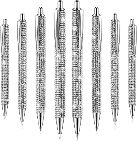 

50Pcs Crystal Diamond Metal Ballpoint Pen Ring Wedding Office Gift