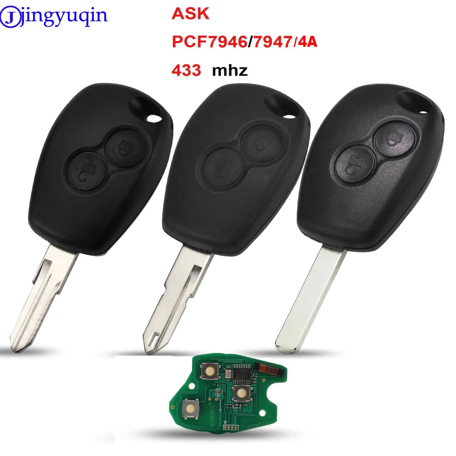 Car Key 2 Buttons Remote Key For Renault Duster Modus Clio 3 Twingo DACIA Logan Sandero Kangoo 433MHz PCF7947/7946/4A Chip jingyuqin