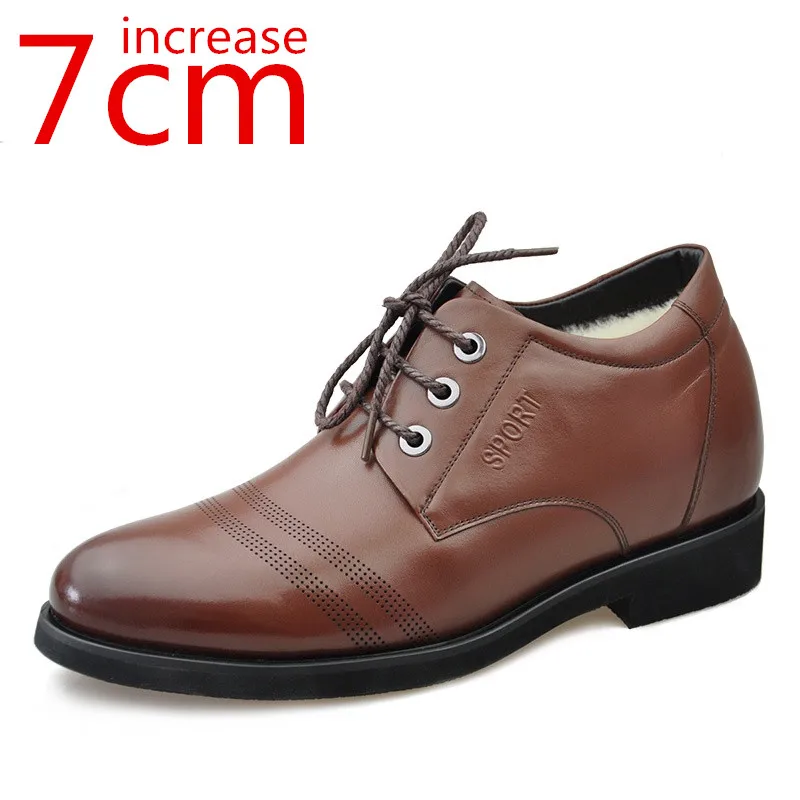 

Increase 7cm Invisible Inner Heightening Men's Shoes Business Leisur Elevator Shoes British Formal Winter Wool Warm Shoes Male