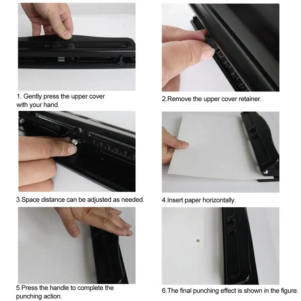 3 Hole Puncher Adjustable 8 Sheet Heavy Duty Metal Built-in Waste Chip Tray Anti-slip Base Desktop Manual Paper Punch