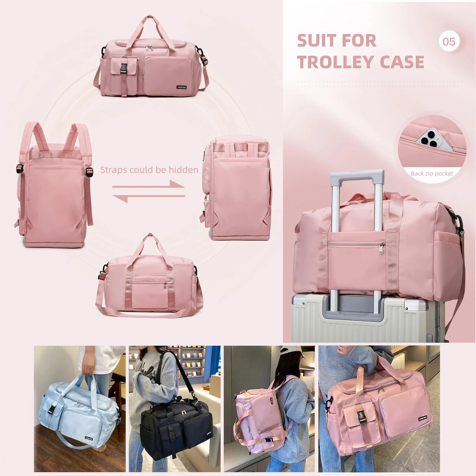 Gym Bag Backpack Sports Bags Travel Dry Wet Handbags Women Travel Fitness Swimming Weekender Duffel Shoes Shoulder Crossbody Bag 4