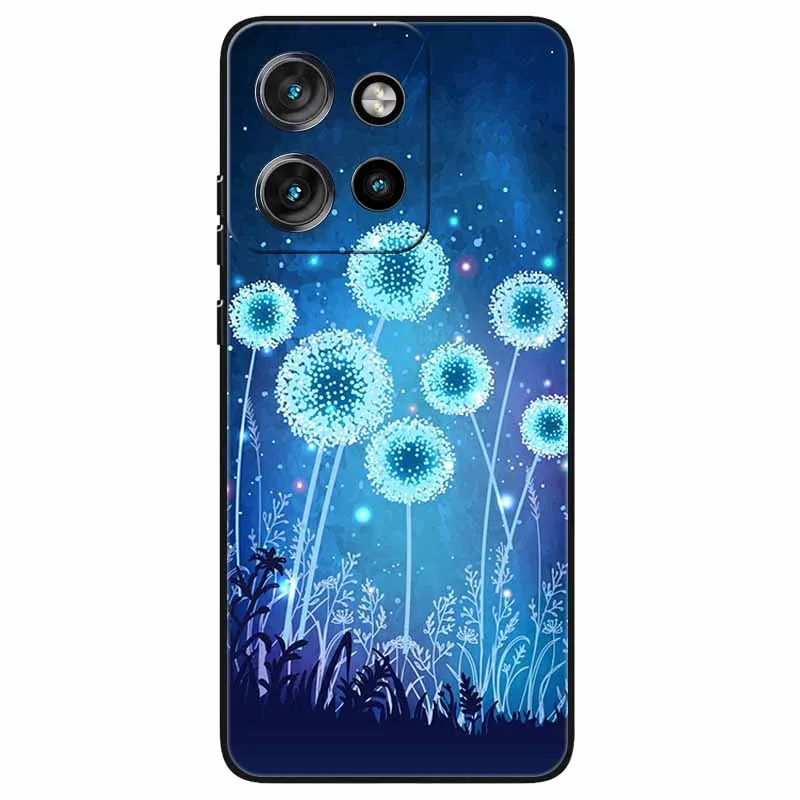 Cartoon Flowers Printed Silicon TPU Case - Soft Black Bumpers