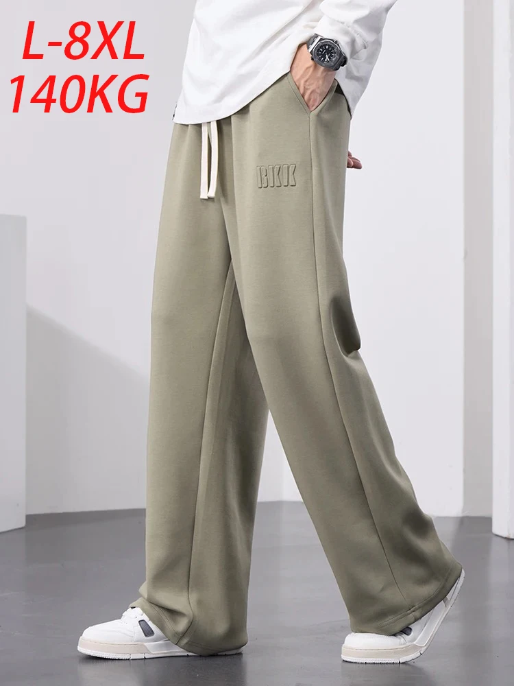 8XL Männer Gerade Jogginghose Breites Bein Baumwolle Track Hosen Kordelzug Brief Sport Baggy Hosen Beiläufige Lange Hosen Große Größe
