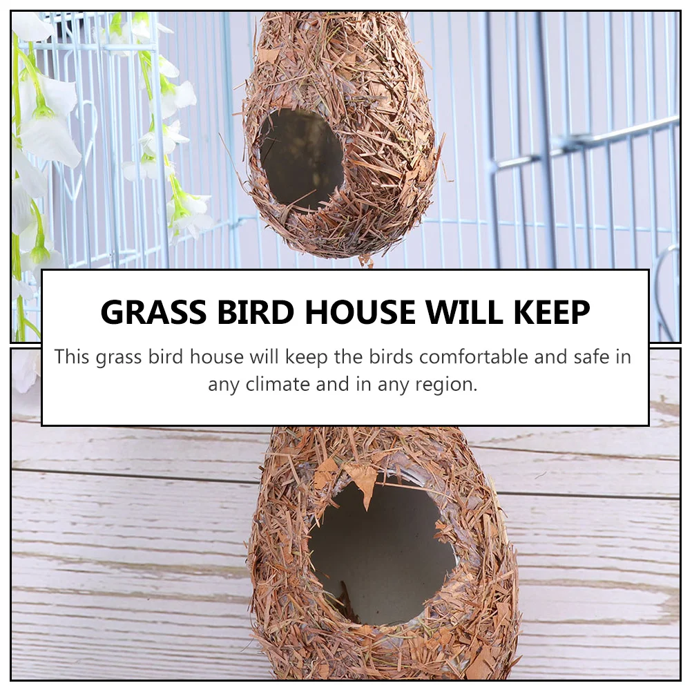 Bird nest 3pcs Bird Nest Natural Roosting Birdcage Hut Grass Hanging Bird Houses Finch Wild Shelter Garden Decor For
