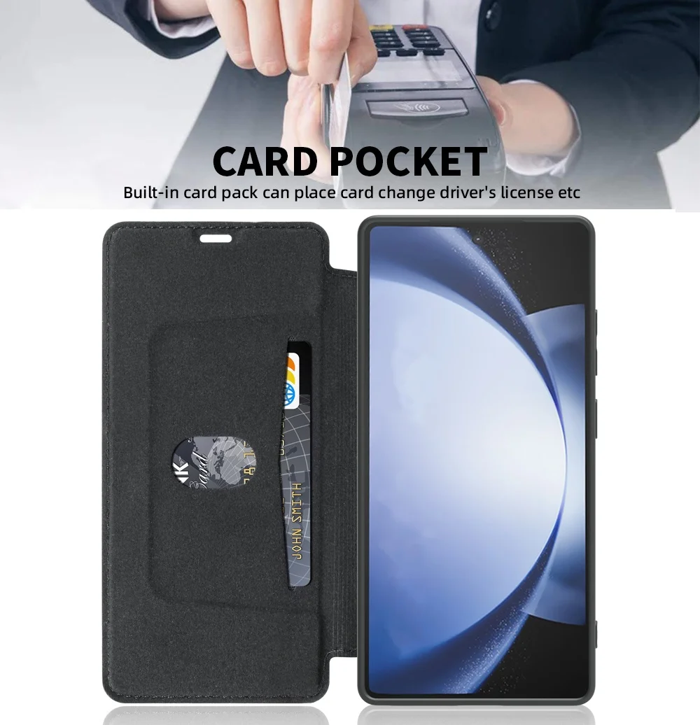 Luxury Flip Leather Wallet Case with Card Pocket and Shockproof Silicone Shell