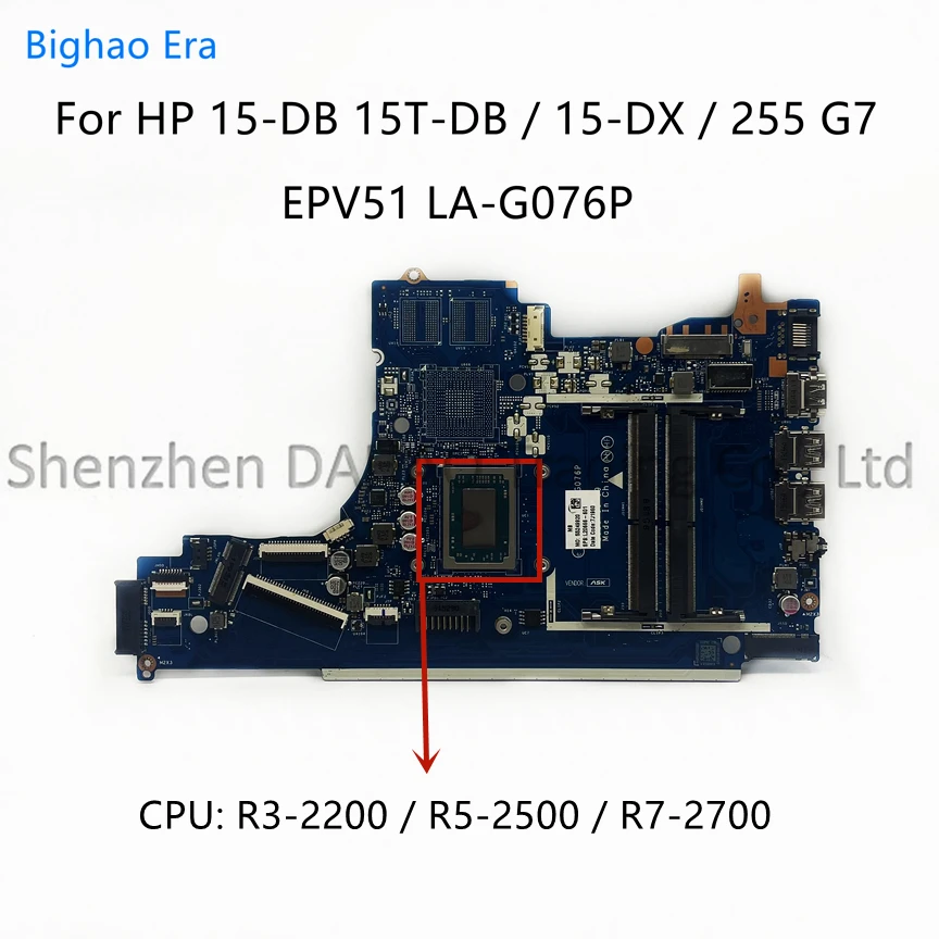 para hp 15t-db 15-db 15-dx 255 g7 Laptop Motherboard com R32200 R5-2500 R7-2700 Cpu Ddr4 L20666601 L20664-601 Epv51 La-g076p