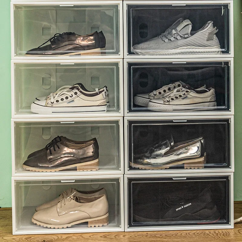 Scatola portaoggetti per Sneaker scatola per scarpe combinata impilabile  custodia per scarpe in plastica pieghevole custodia per cassetti  antipolvere Home Clear Organizer scatola per scarpe